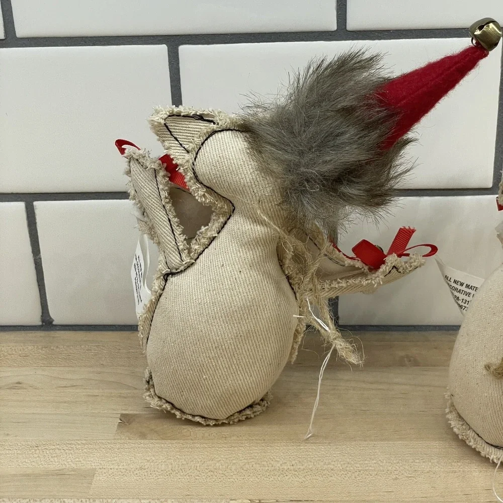 Christmas Cat Decoration Burton+Burton SANTA‎ PAWS Primitive Fabric Cat Set Of 2
